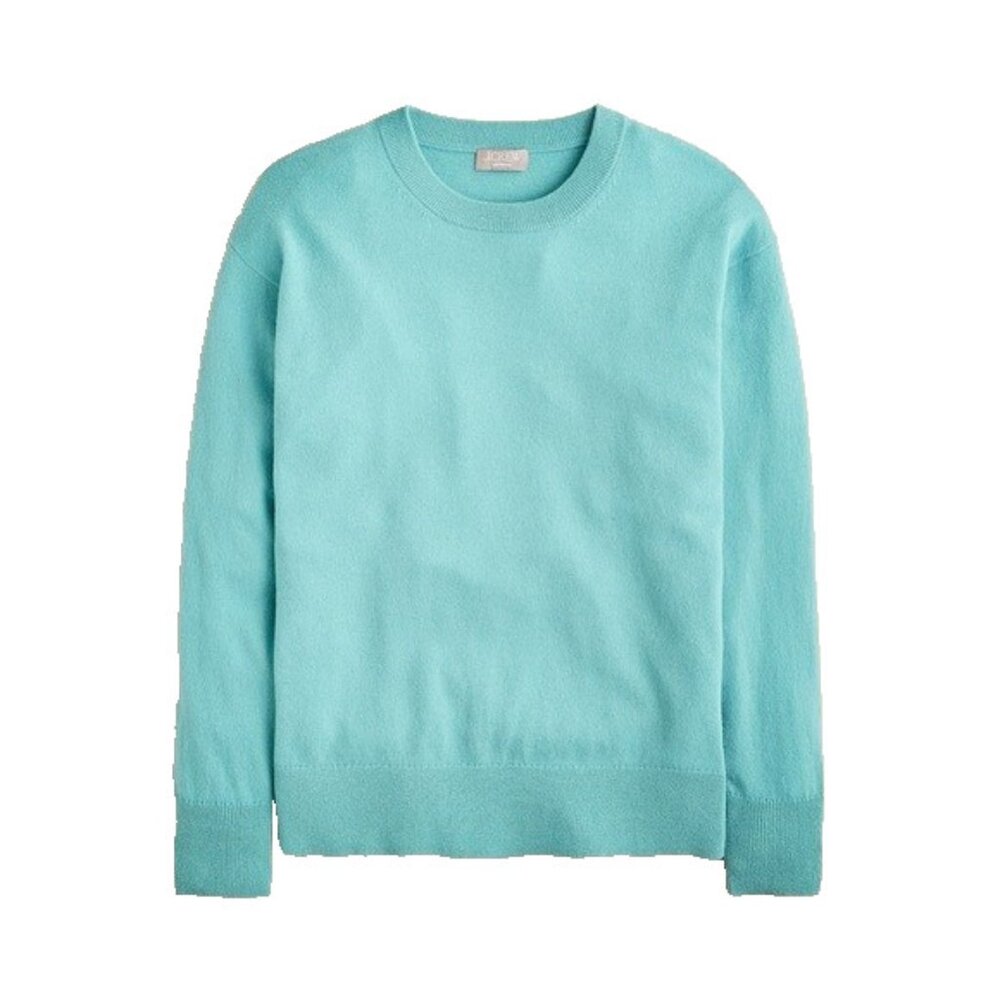 NWT J.Crew Cashmere Relaxed Crewneck Sweater in Dusty Teal S